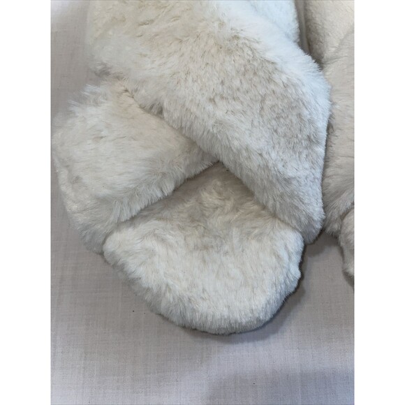 Toms Comfy Slippers Women's Size 11 M White Fleece Slip On Comfort Cross Strap - Picture 8 of 12